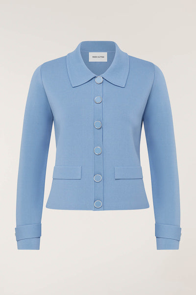 Milano Crepe Knit Jacket - Powder Blue-Perri Cutten