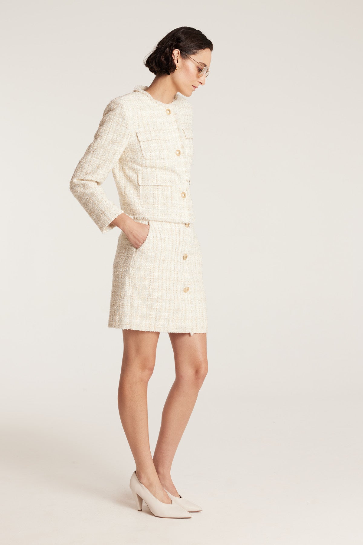 Tweed Jacket - Ivory/Gold-Perri Cutten