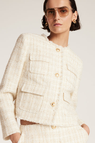 Tweed Jacket - Ivory/Gold-Perri Cutten