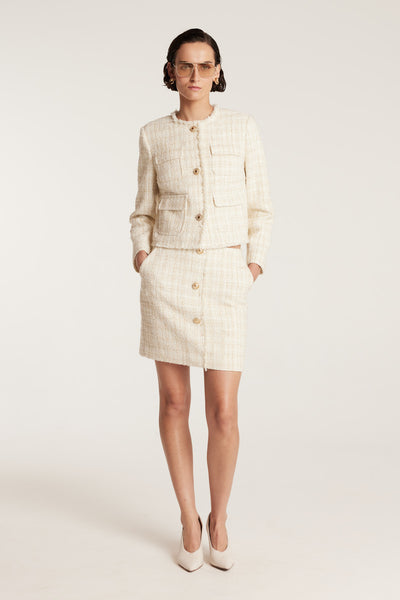 Tweed Jacket - Ivory/Gold-Perri Cutten