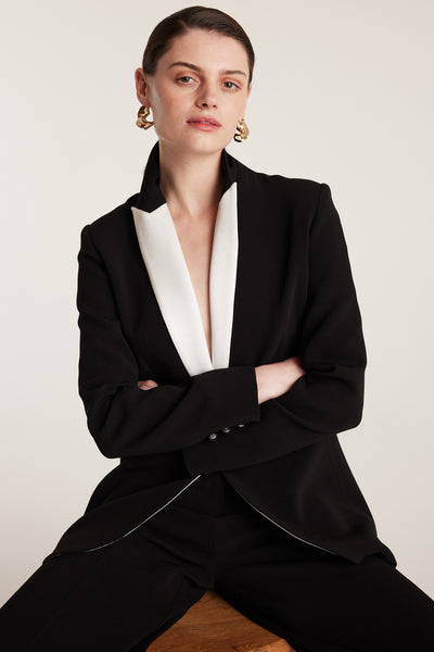 Tuxedo Jacket - Black-Perri Cutten