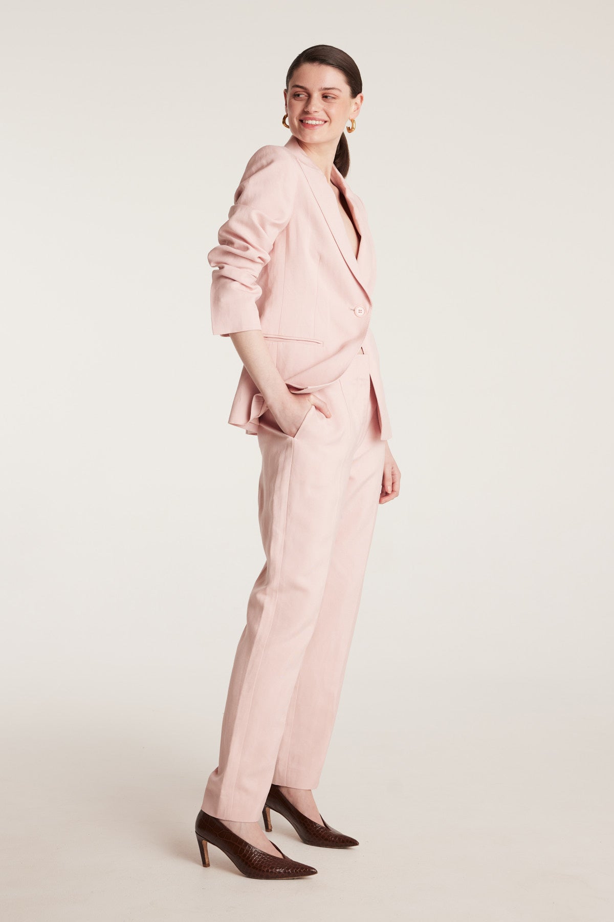 Sienna Linen Jacket - Pale Pink-Perri Cutten