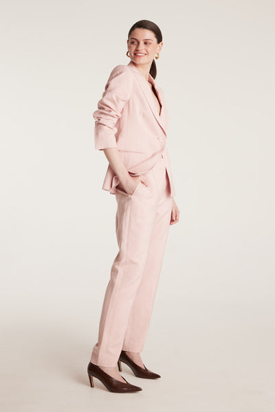 Sienna Linen Jacket - Pale Pink-Perri Cutten