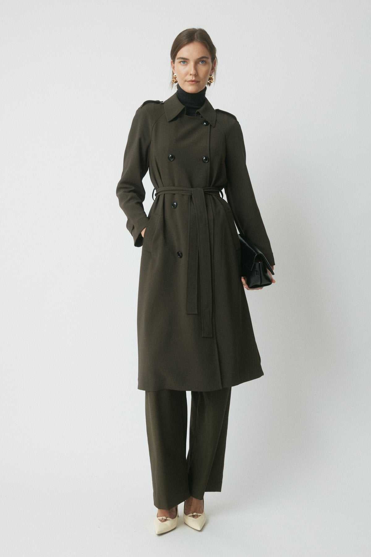 Fynn Trench Coat - Dark Olive