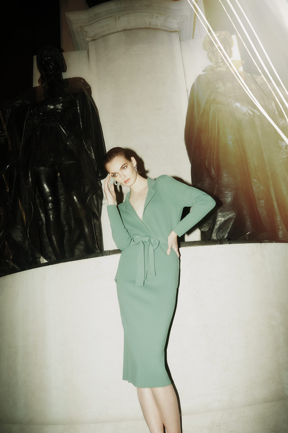 Milano Knit Jacket - Powder Green-Perri Cutten