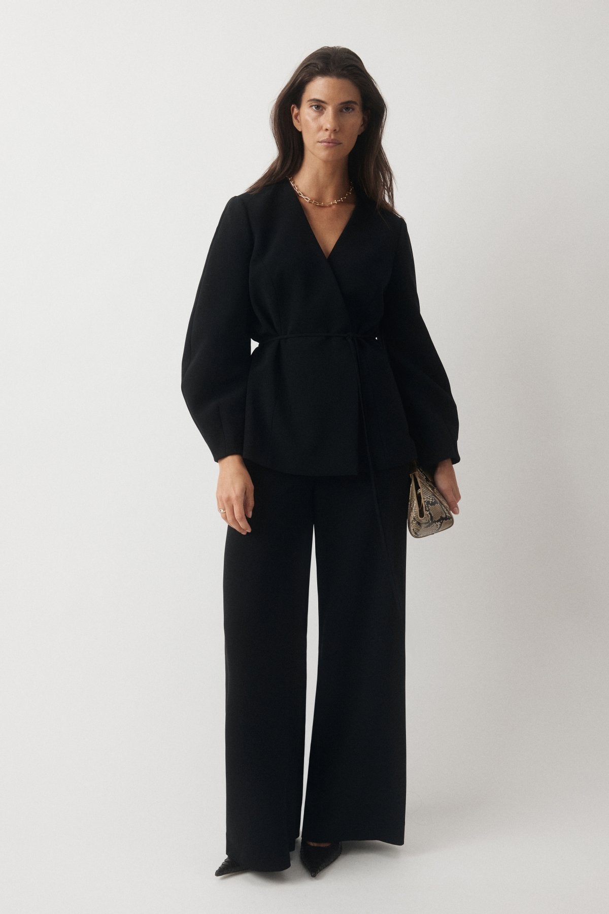 Erin Wrap Suit Jacket - Black