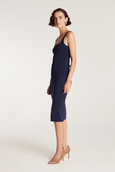 Crepe Knit Skirt - Indigo-Perri Cutten