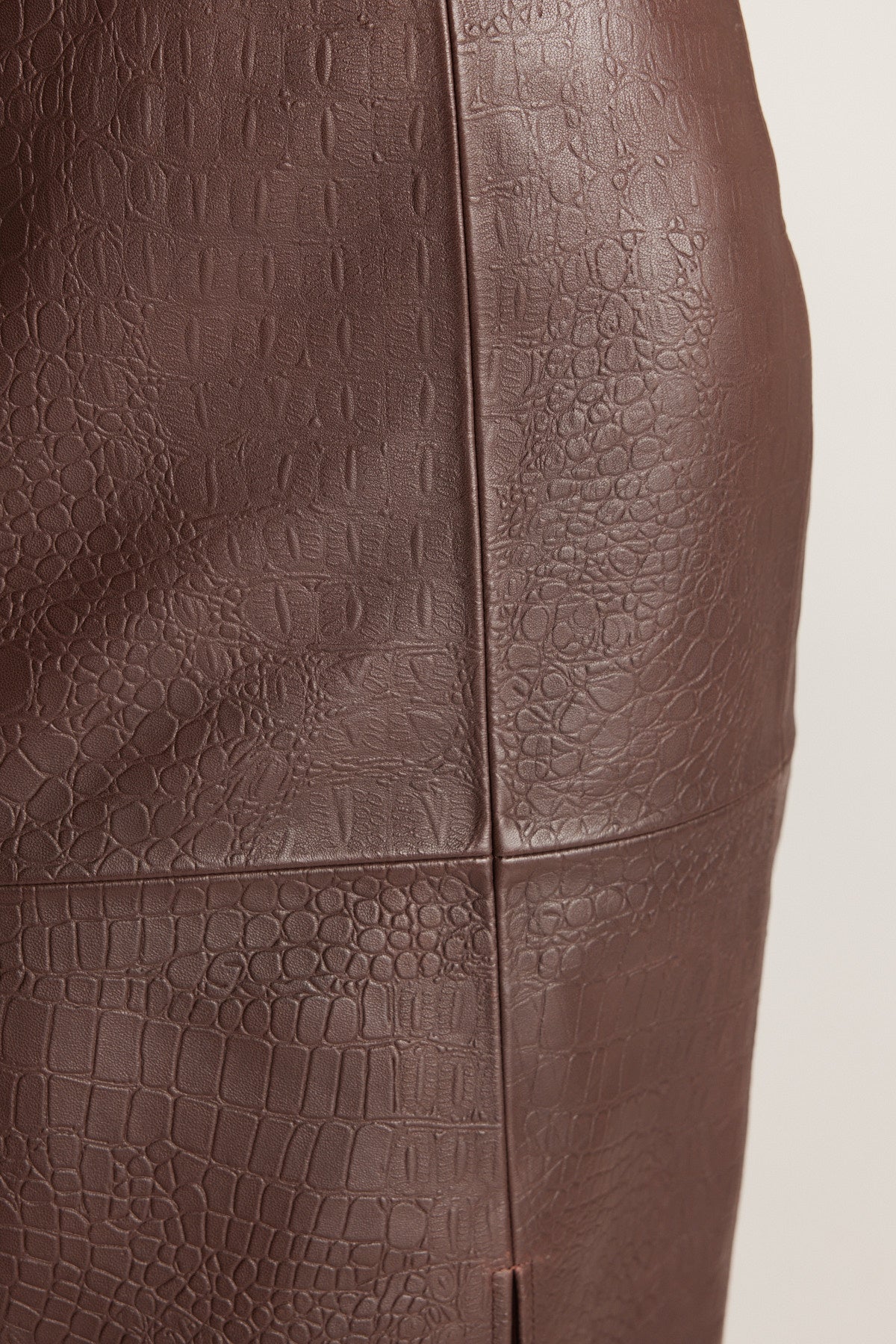 Croc Leather Skirt - Chocolate-Perri Cutten