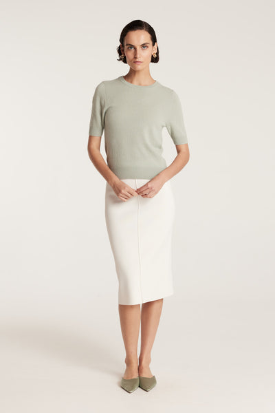 Crepe Knit Skirt - Neutral-Perri Cutten