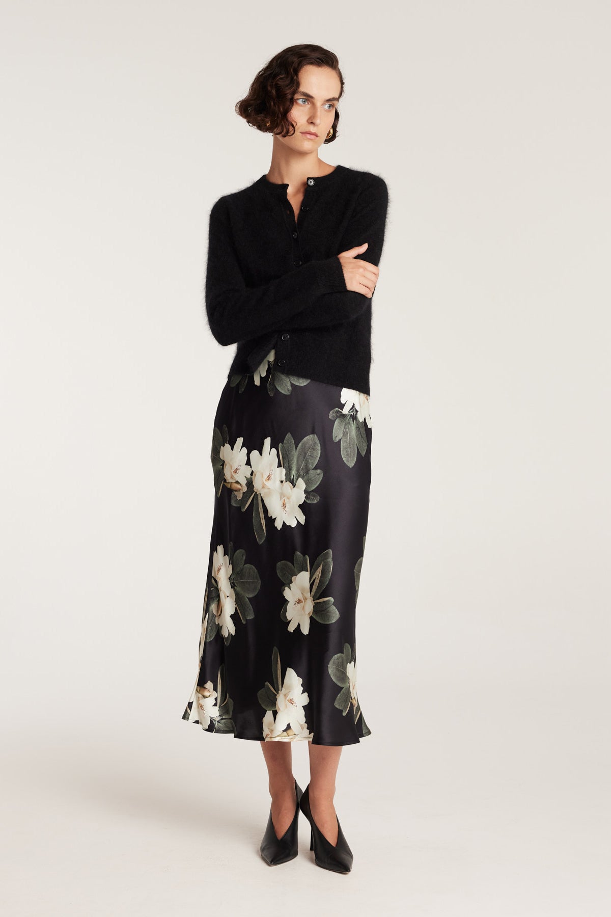 Magnolia Silk Skirt - Black/Ivory-Perri Cutten