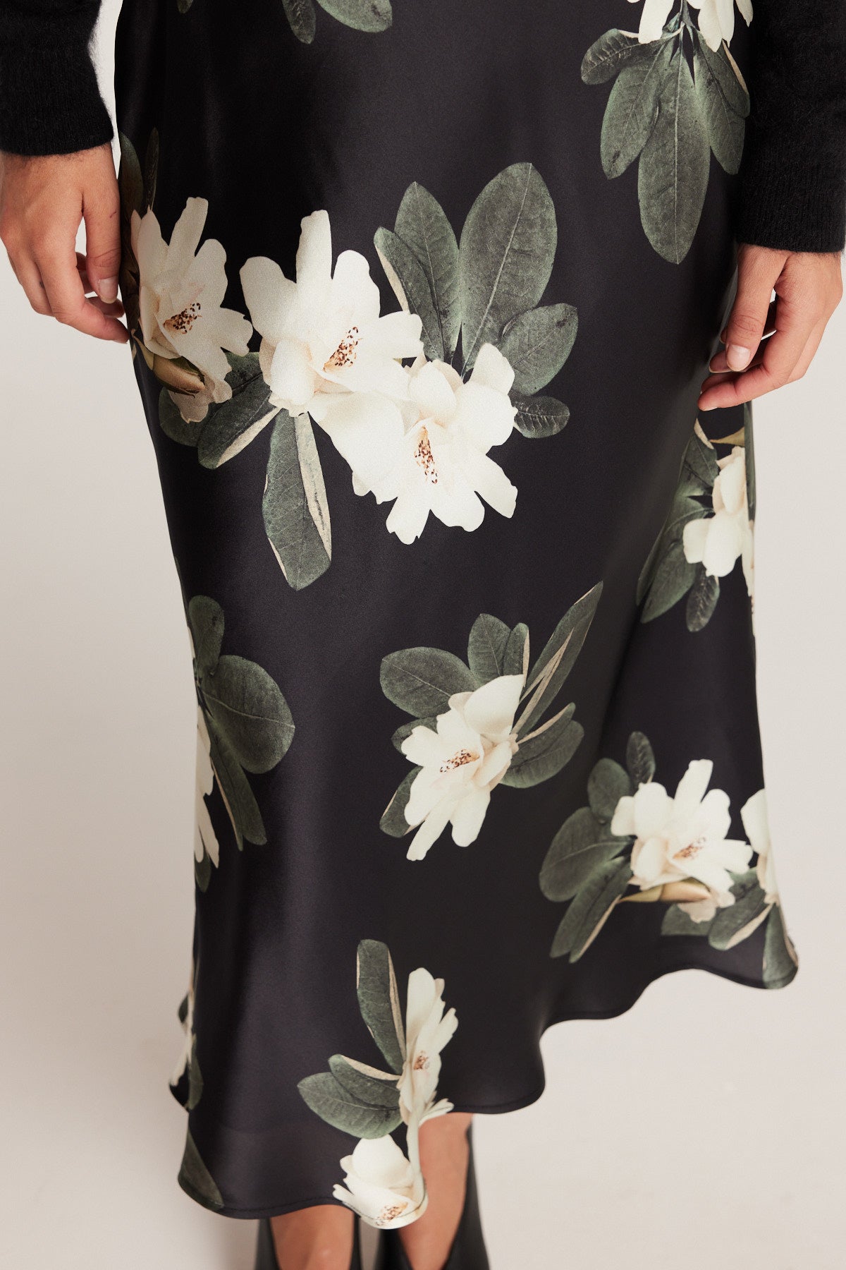 Magnolia Silk Skirt - Black/Ivory-Perri Cutten