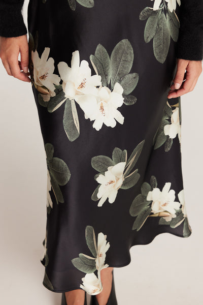 Magnolia Silk Skirt - Black/Ivory-Perri Cutten