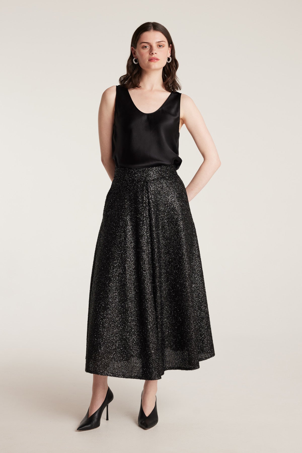 Scala Sparkle Skirt - Black-Perri Cutten