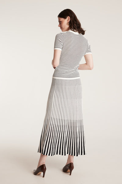 Pointelle Knit Skirt - White/Black-Perri Cutten