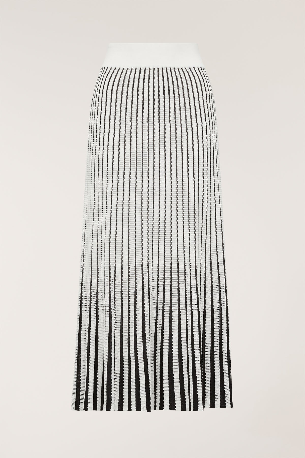 Pointelle Knit Skirt - White/Black-Perri Cutten