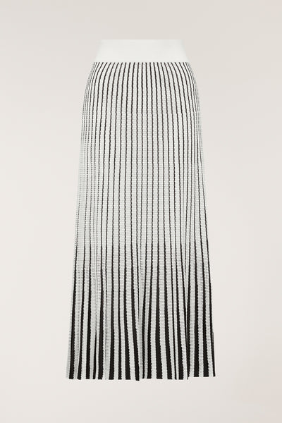 Pointelle Knit Skirt - White/Black-Perri Cutten