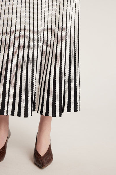 Pointelle Knit Skirt - White/Black-Perri Cutten
