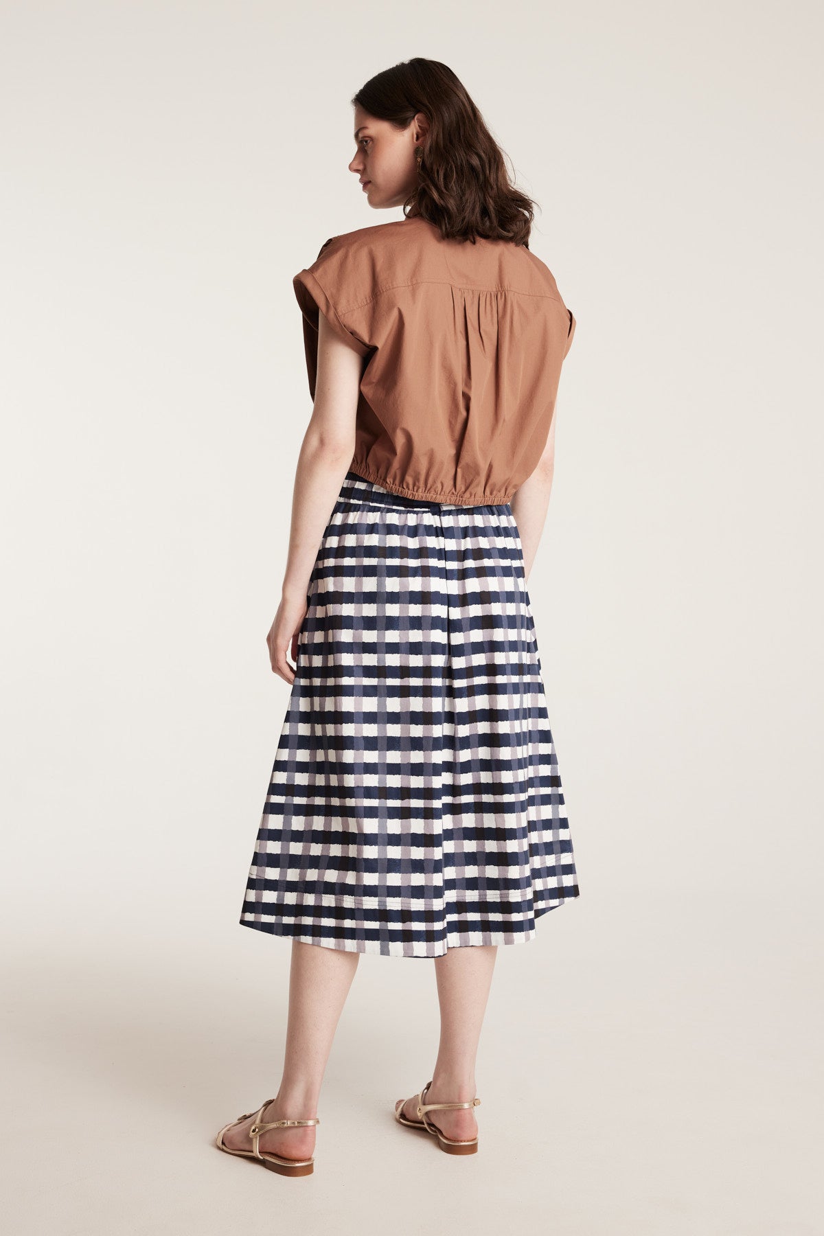 Gingham Cotton Skirt - Indigo-Perri Cutten