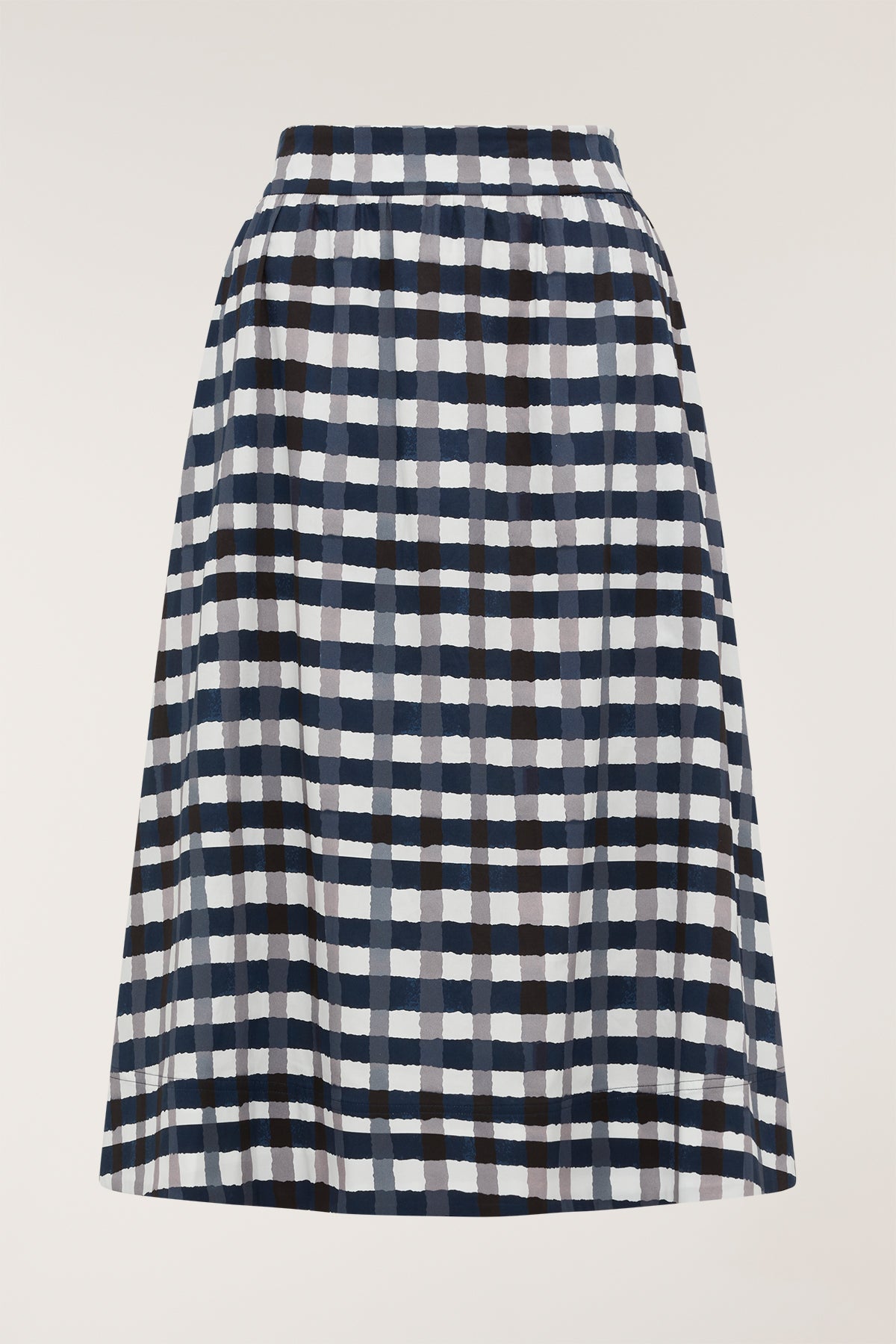 Gingham Cotton Skirt - Indigo-Perri Cutten