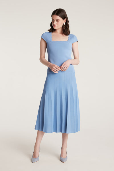 Milano Crepe Knit Skirt - Powder Blue-Perri Cutten