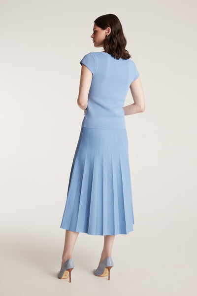 Milano Crepe Knit Skirt - Powder Blue-Perri Cutten