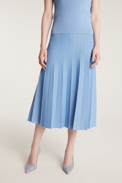 Milano Crepe Knit Skirt - Powder Blue-Perri Cutten