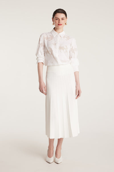 Milano Crepe Knit Skirt - White-Perri Cutten