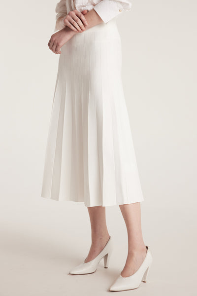 Milano Crepe Knit Skirt - White-Perri Cutten