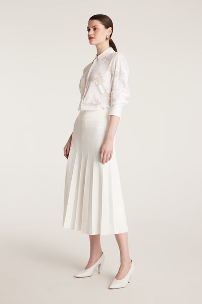 Milano Crepe Knit Skirt - White-Perri Cutten