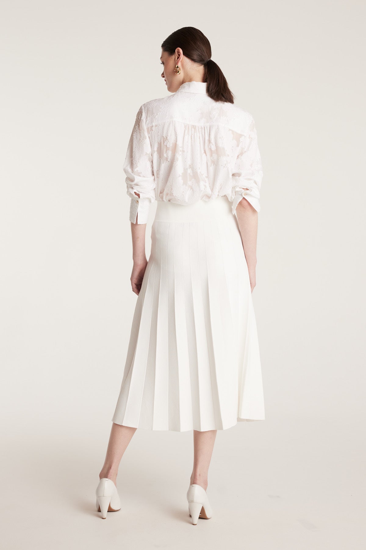 Milano Crepe Knit Skirt - White-Perri Cutten