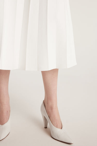 Milano Crepe Knit Skirt - White-Perri Cutten