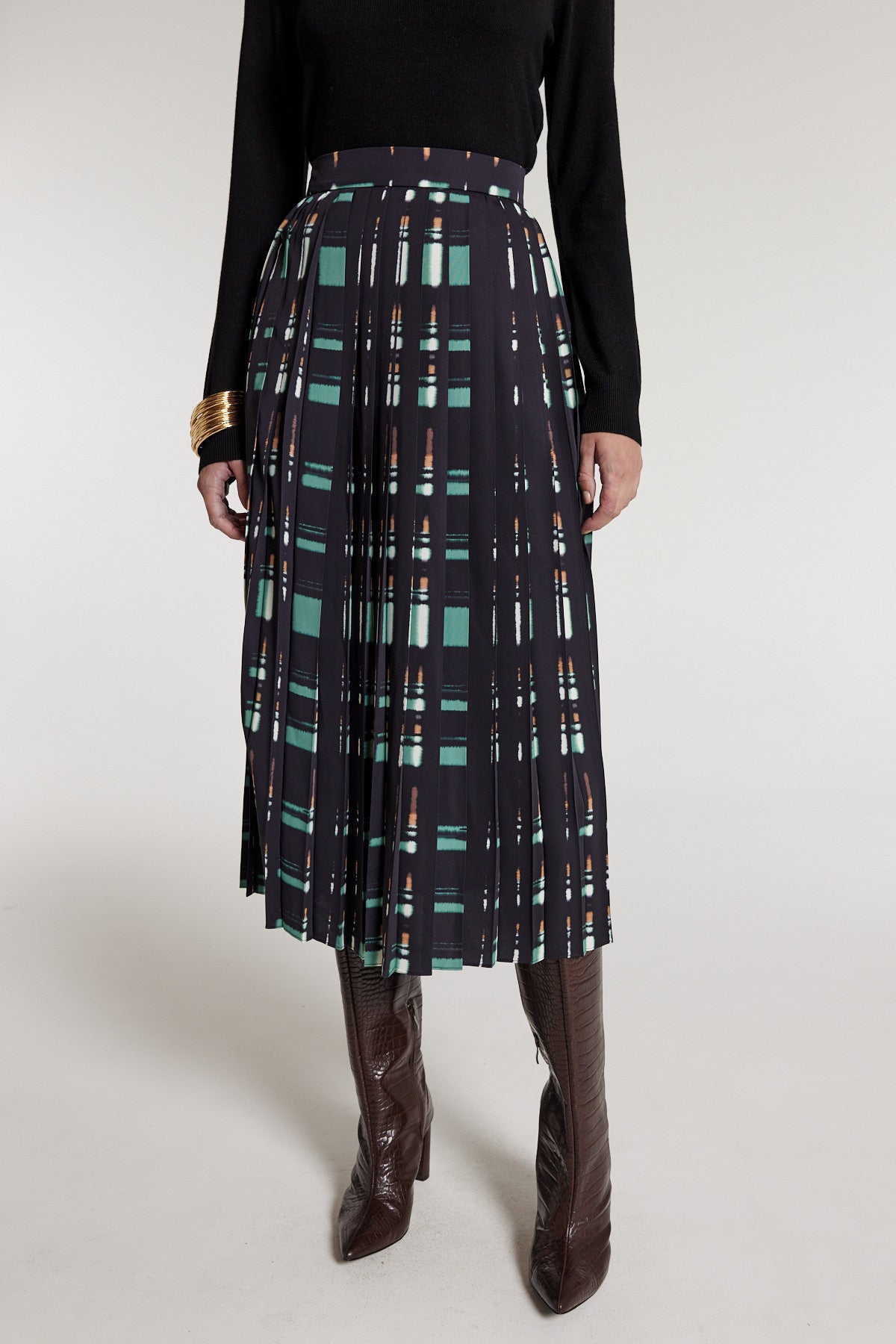 Tribeca Skirt - Black/Green-Perri Cutten