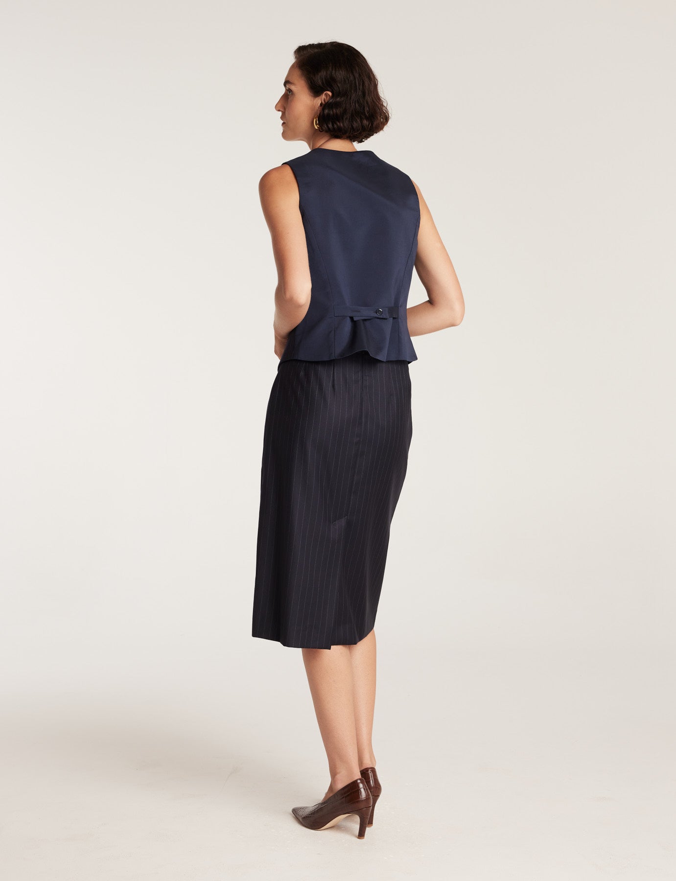 Pinstripe Skirt - Navy/White-Perri Cutten