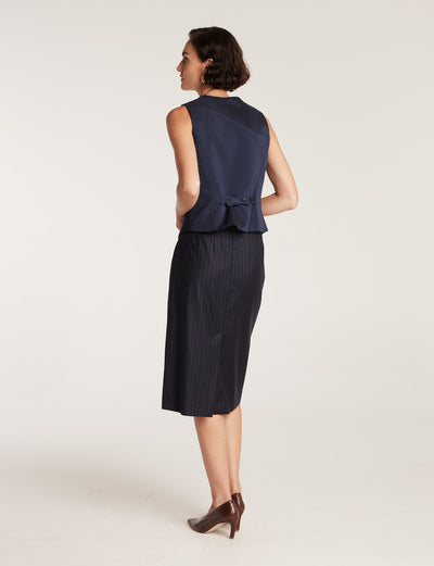 Pinstripe Skirt - Navy/White-Perri Cutten