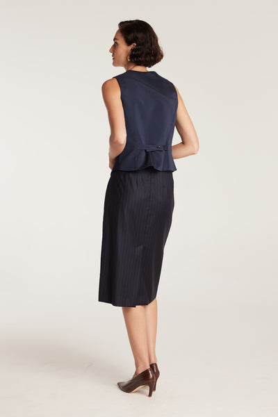Pinstripe Skirt - Navy/White-Perri Cutten
