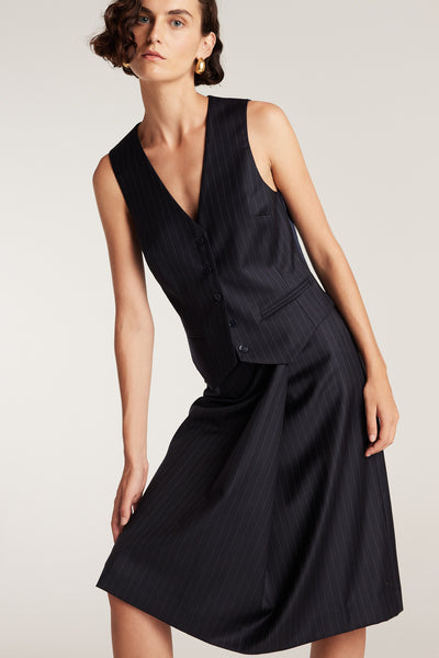 Pinstripe Skirt - Navy/White-Perri Cutten