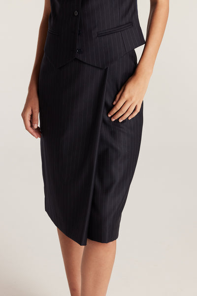 Pinstripe Skirt - Navy/White-Perri Cutten