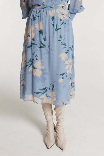 Esther Silk Skirt - Blue Print-Perri Cutten