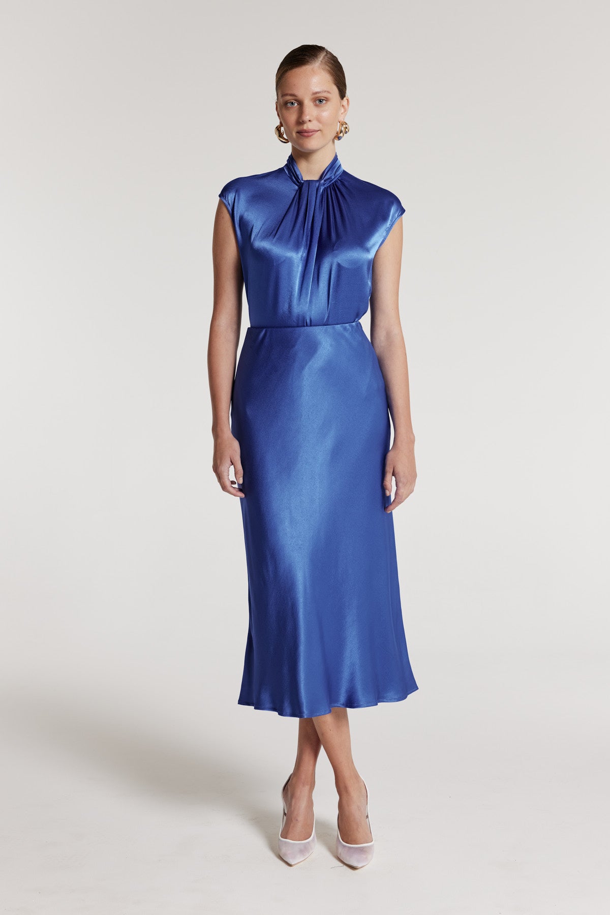 Bias Slip Skirt - Mid Blue-Perri Cutten