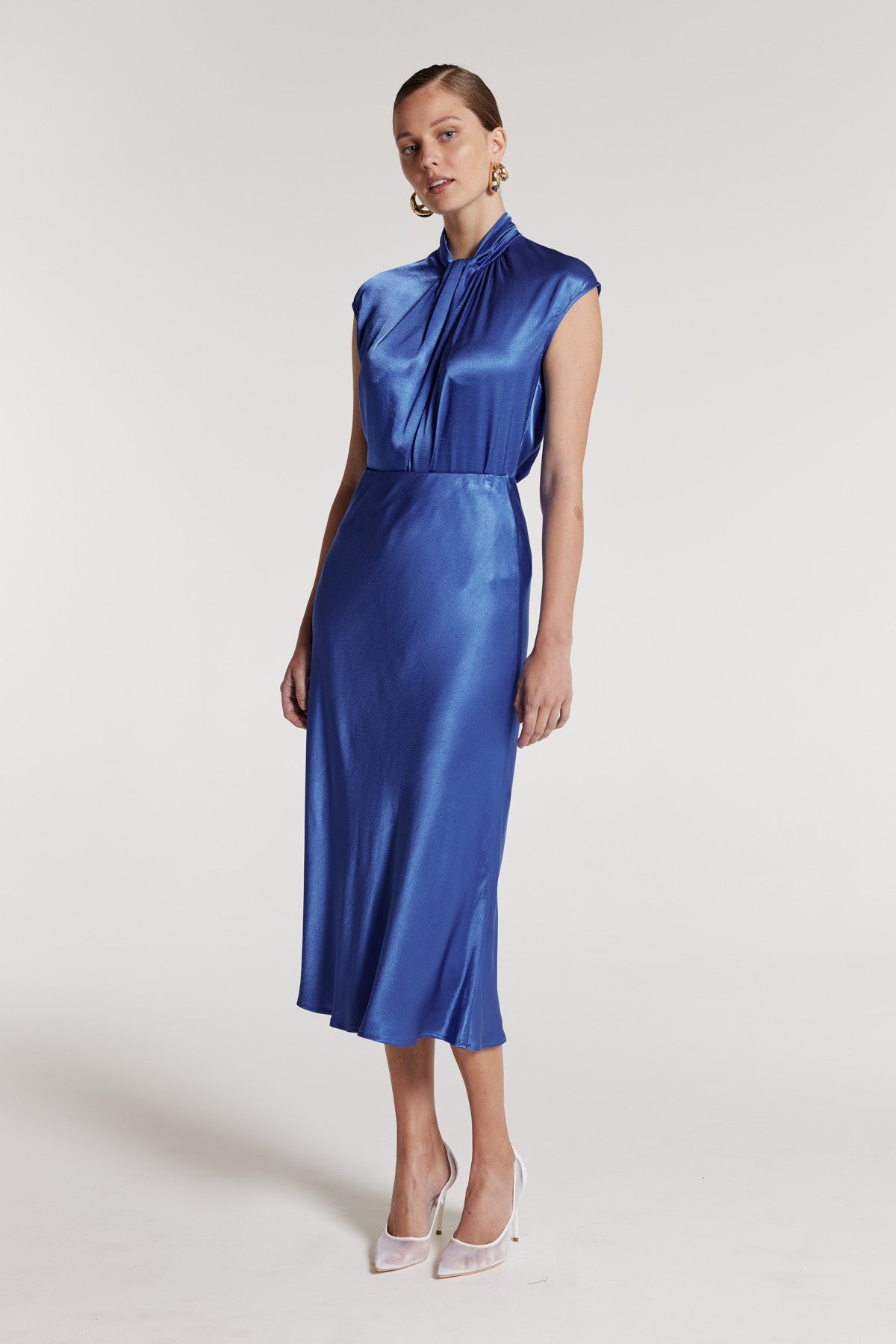 Bias Slip Skirt - Mid Blue-Perri Cutten