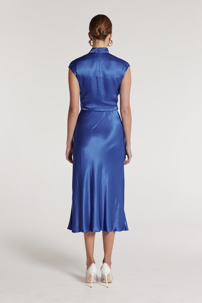 Bias Slip Skirt - Mid Blue-Perri Cutten