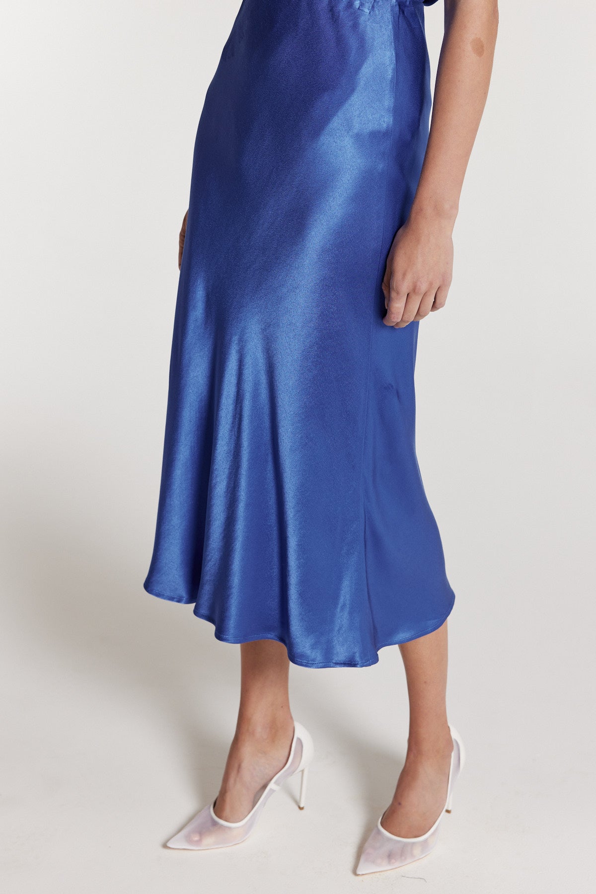 Bias Slip Skirt - Mid Blue-Perri Cutten