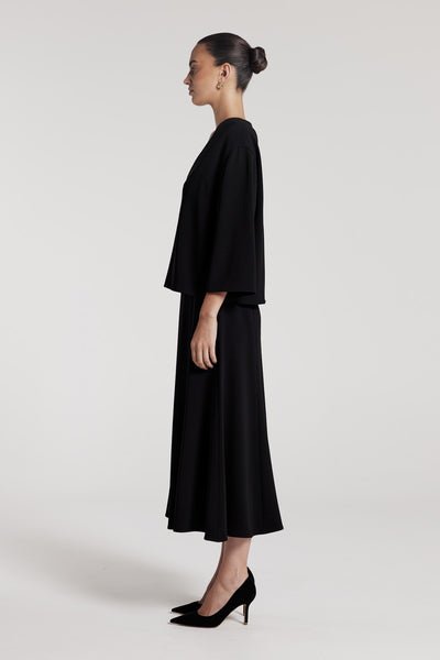 A Line Midi Skirt - Black-Perri Cutten