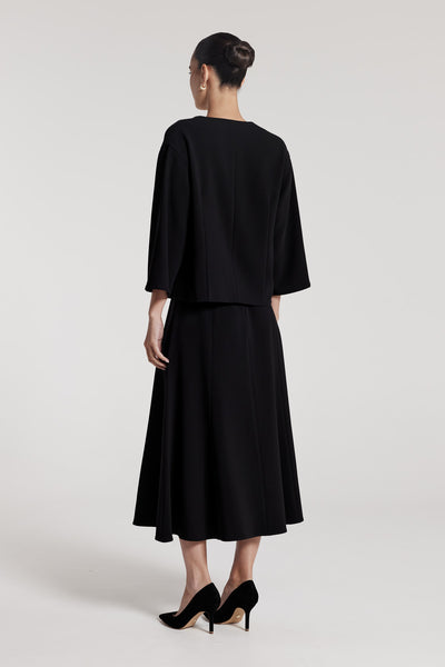 A Line Midi Skirt - Black-Perri Cutten