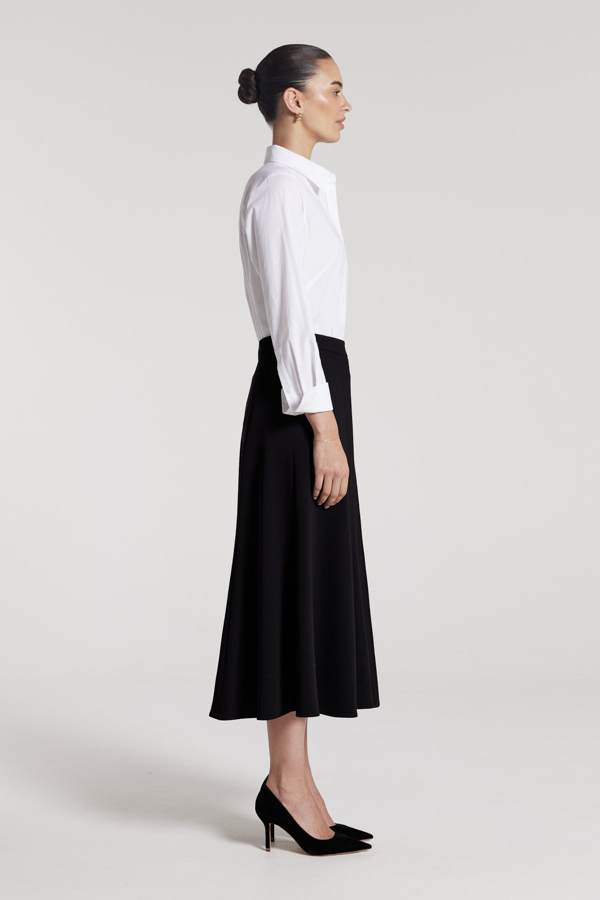 A Line Midi Skirt - Black-Perri Cutten