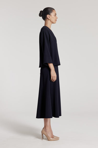 A Line Midi Skirt - Navy-Perri Cutten