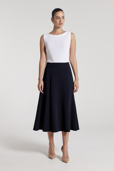 A Line Midi Skirt - Navy-Perri Cutten