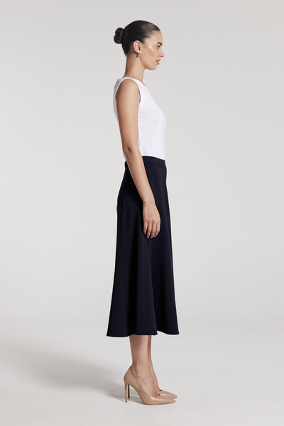 A Line Midi Skirt - Navy-Perri Cutten