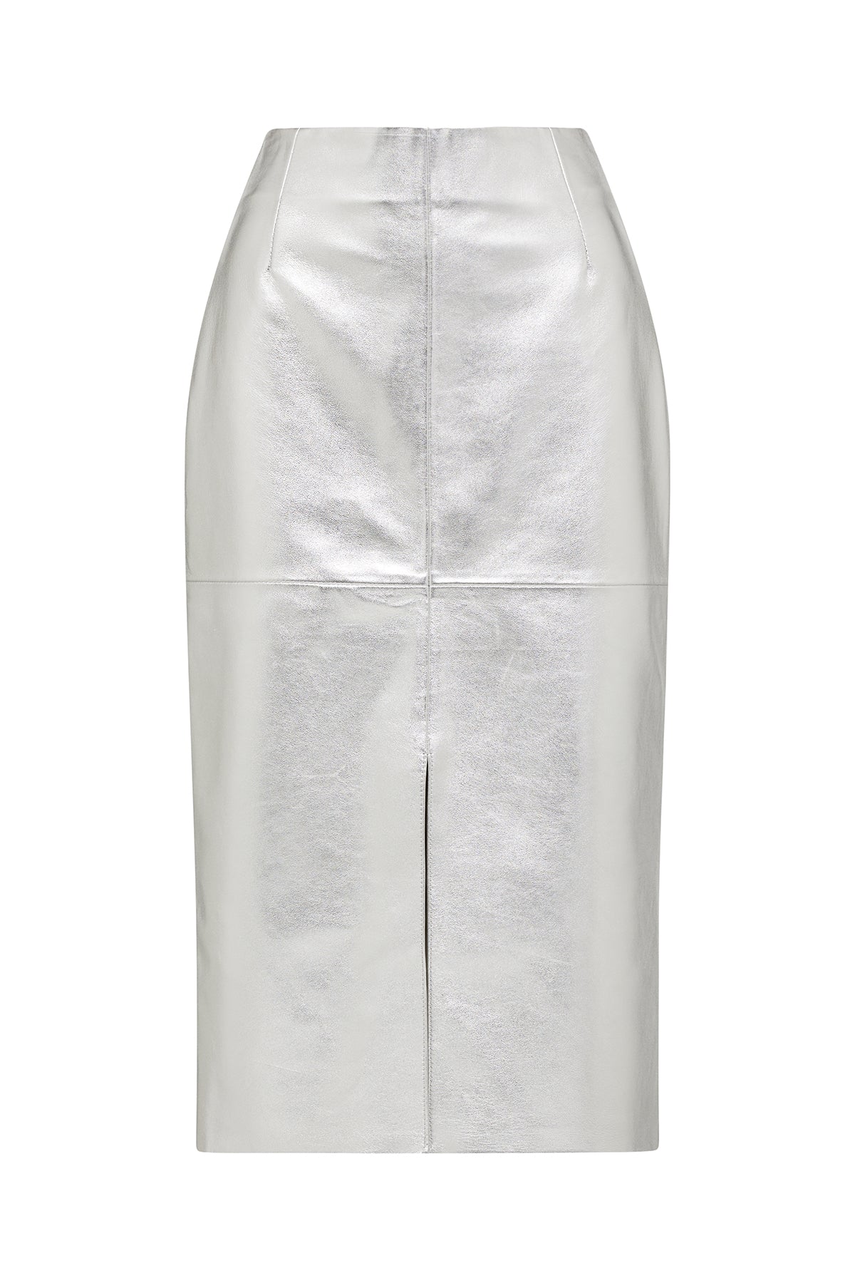 Silver Leather Skirt - Silver-Perri Cutten