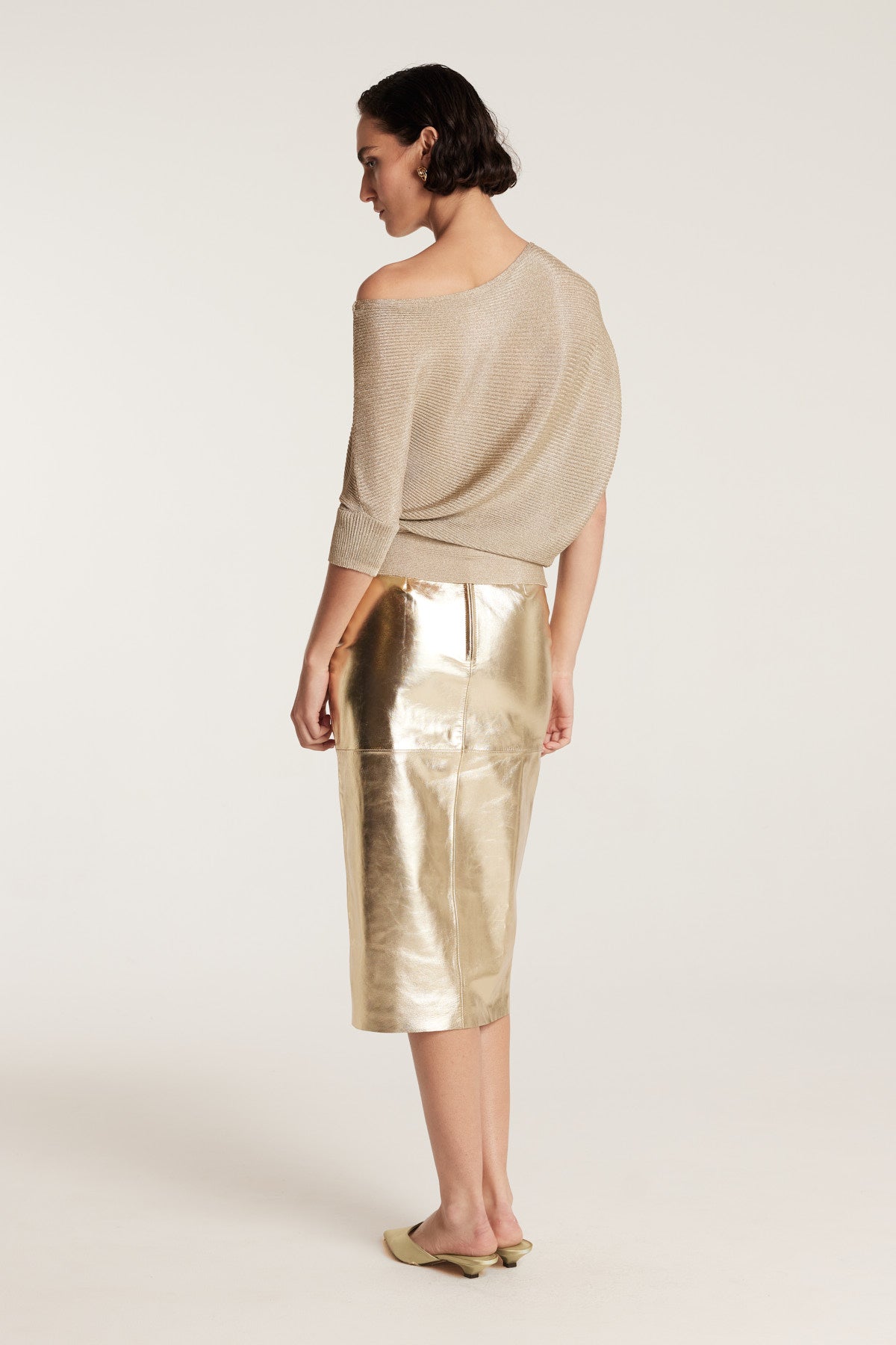 Gold Leather Skirt - Gold-Perri Cutten